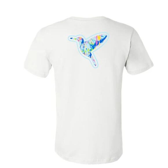 Birddogs Splatter Graphic Tee Shirt Short Sleeves Crewneck White Blue Size XL - Picture 1 of 10